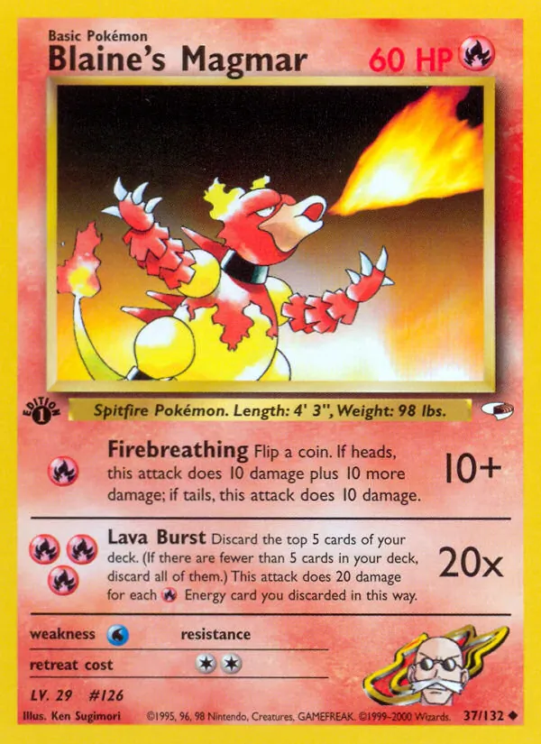 Blaine's Magmar — Gym Heroes #37 (Pokémon TCG card)
