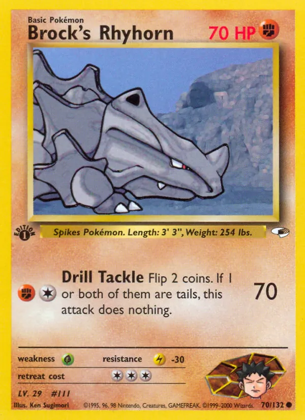 Brock's Rhyhorn — Gym Heroes #70 (Pokémon TCG card)