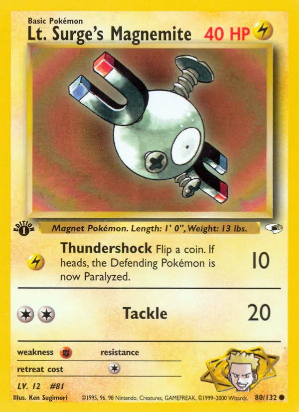 Lt. Surge's Magnemite — Gym Heroes #80 (Pokémon TCG card)