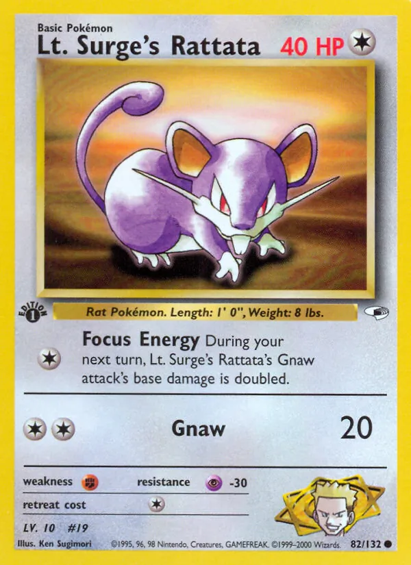 Lt. Surge's Rattata — Gym Heroes #82 (Pokémon TCG card)