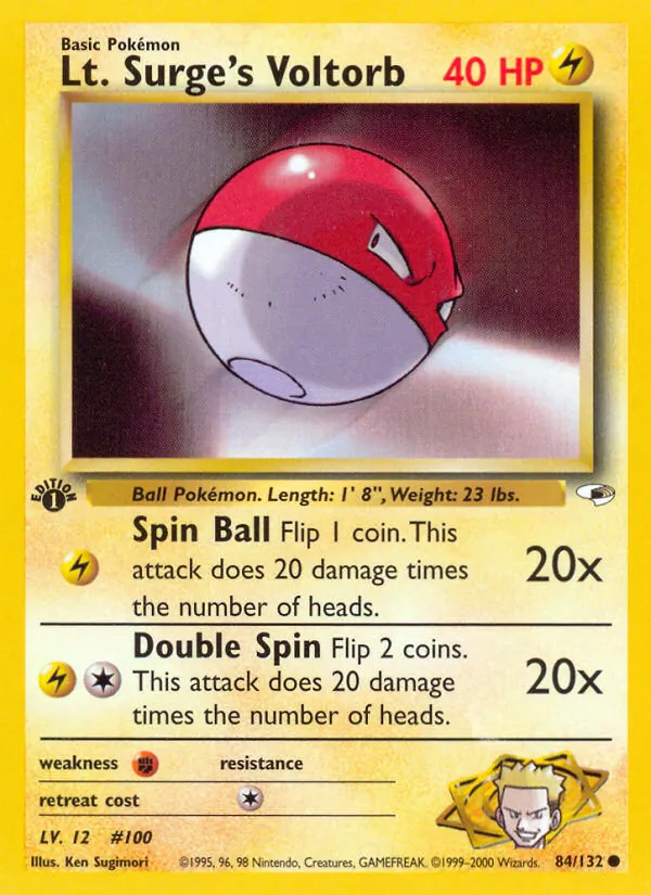 Lt. Surge's Voltorb — Gym Heroes #84 (Pokémon TCG card)