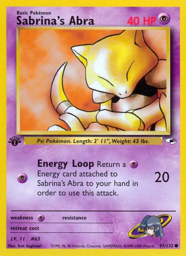 Sabrina's Abra — Gym Heroes #91 (Pokémon TCG card)