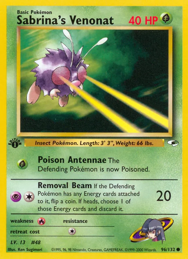 Sabrina's Venonat — Gym Heroes #96 (Pokémon TCG card)