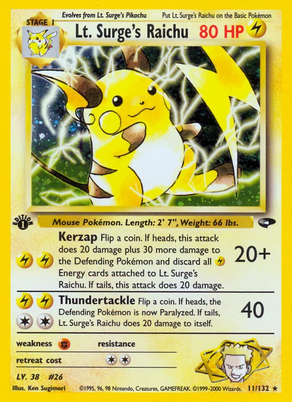 Lt. Surge's Raichu — Gym Challenge #11 (Pokémon TCG card)