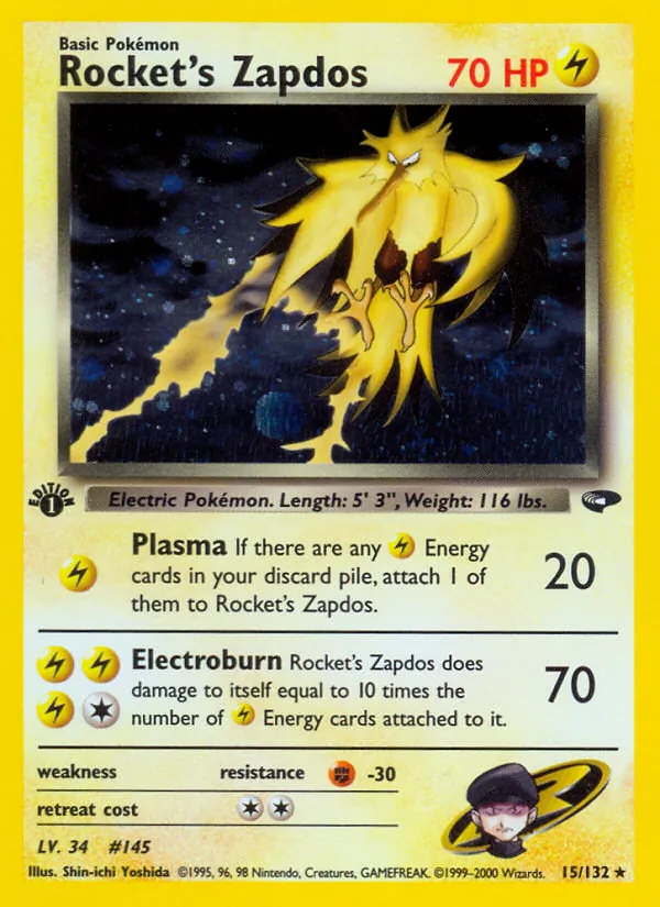 Rocket's Zapdos — Gym Challenge #15 (Pokémon TCG card)