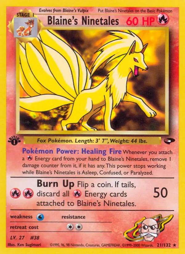 Blaine's Ninetales — Gym Challenge #21 (Pokémon TCG card)