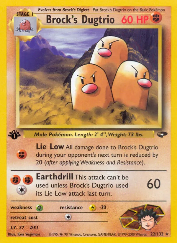 Brock's Dugtrio — Gym Challenge #22 (Pokémon TCG card)