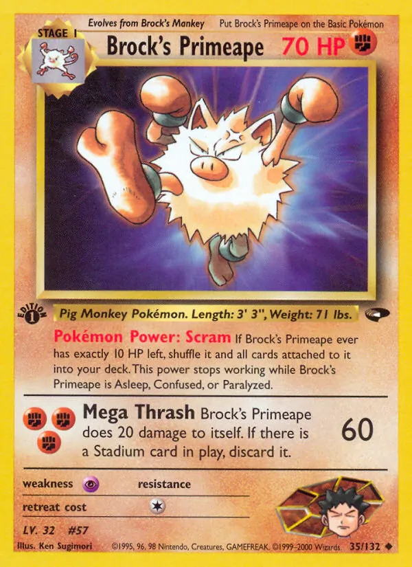 Brock's Primeape — Gym Challenge #35 (Pokémon TCG card)