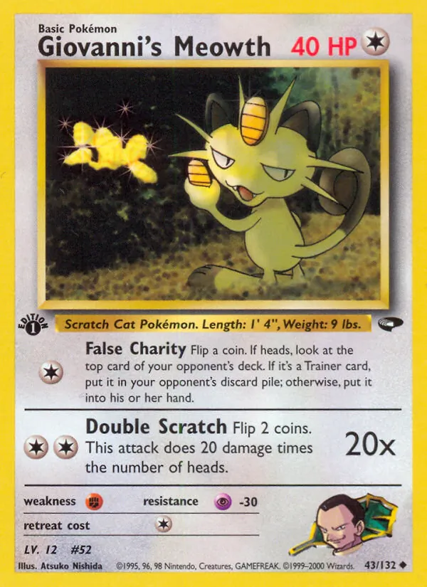 Giovanni's Meowth — Gym Challenge #43 (Pokémon TCG card)
