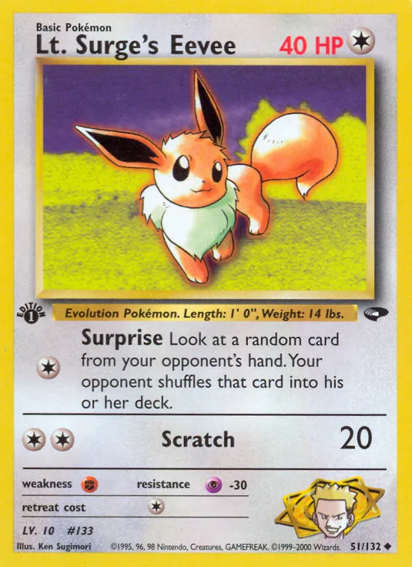 Lt. Surge's Eevee — Gym Challenge #51 (Pokémon TCG card)