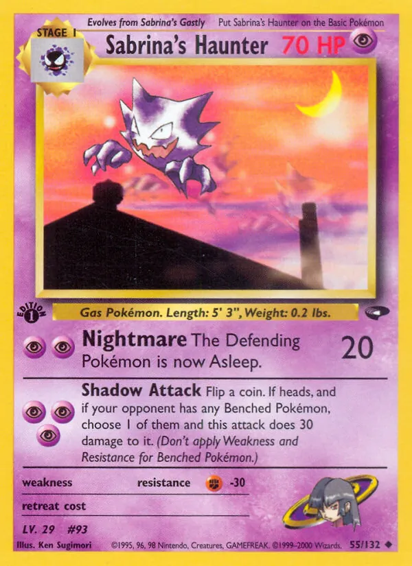 Sabrina's Haunter — Gym Challenge #55 (Pokémon TCG card)