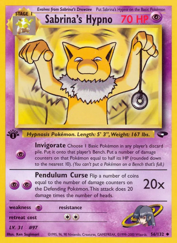 Sabrina's Hypno — Gym Challenge #56 (Pokémon TCG card)