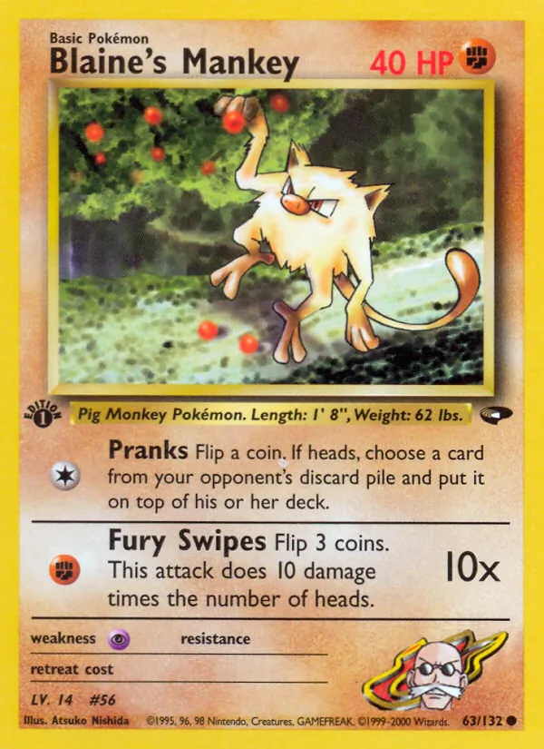 Blaine's Mankey — Gym Challenge #63 (Pokémon TCG card)