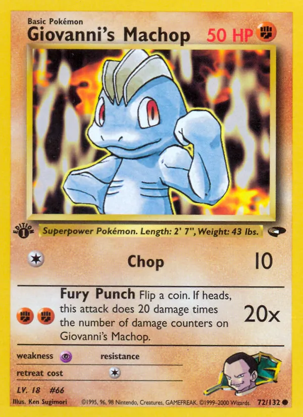 Giovanni's Machop — Gym Challenge #72 (Pokémon TCG card)