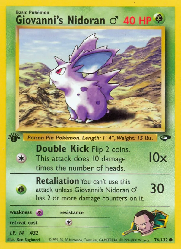 Giovanni's Nidoran ♂ — Gym Challenge #76 (Pokémon TCG card)