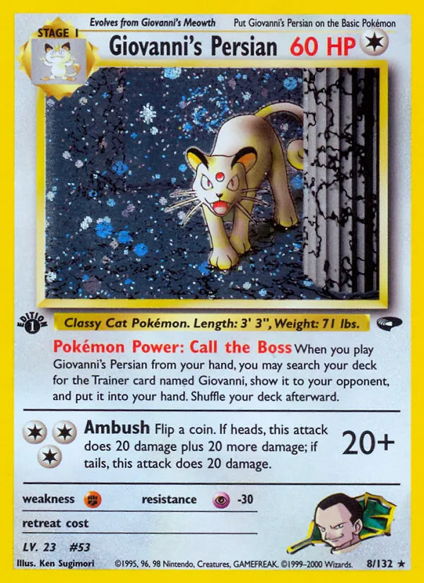 Giovanni's Persian — Gym Challenge #8 (Pokémon TCG card)