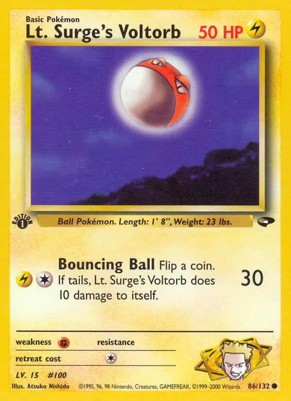 Lt. Surge's Voltorb — Gym Challenge #86 (Pokémon TCG card)