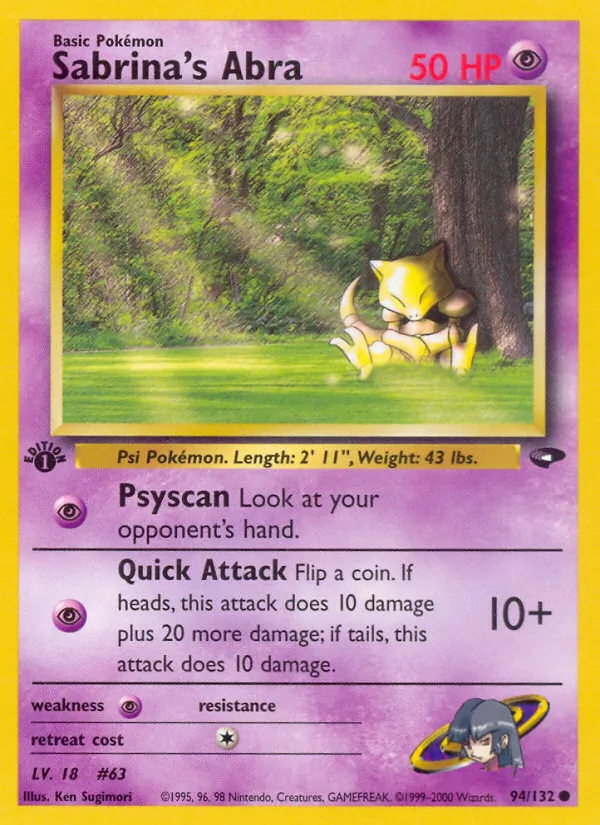 Sabrina's Abra — Gym Challenge #94 (Pokémon TCG card)