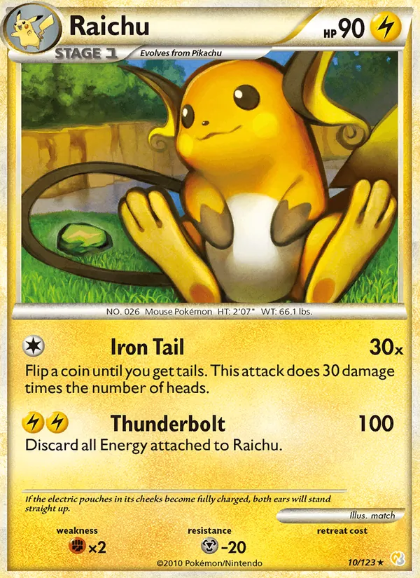 Raichu — HeartGold SoulSilver #10 (Pokémon TCG card)