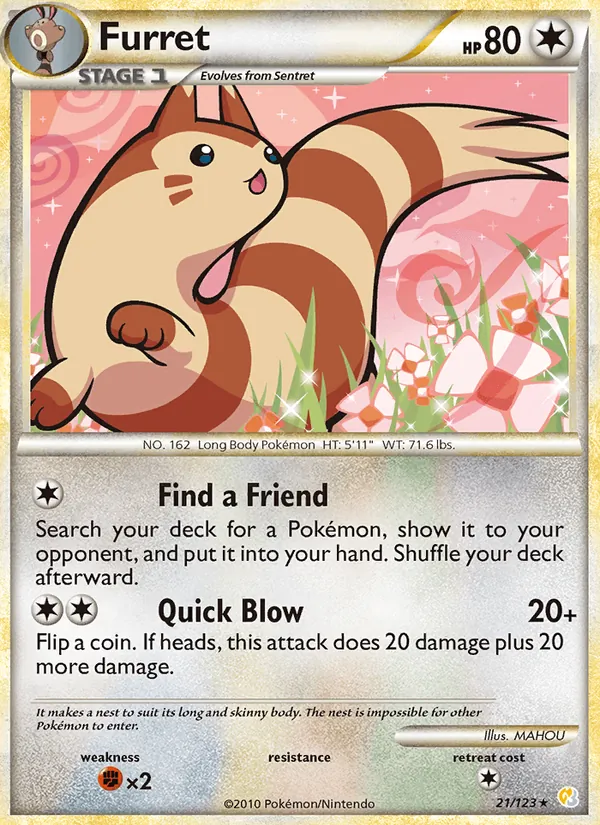 Furret — HeartGold SoulSilver #21 (Pokémon TCG card)