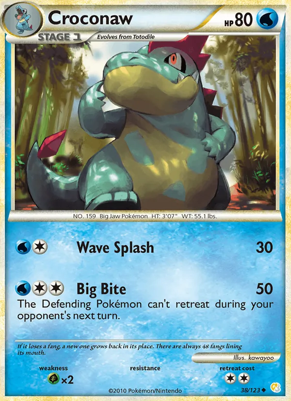 Croconaw — HeartGold SoulSilver #38 (Pokémon TCG card)