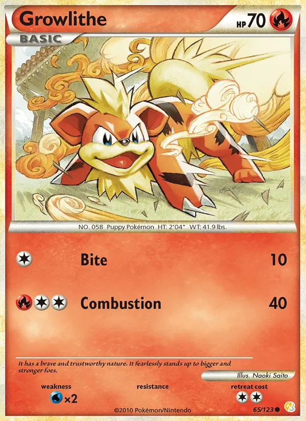 Growlithe — HeartGold SoulSilver #65 (Pokémon TCG card)