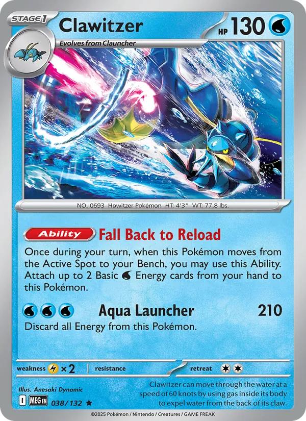 Clawitzer — Mega Evolution #038 (Pokémon TCG card)
