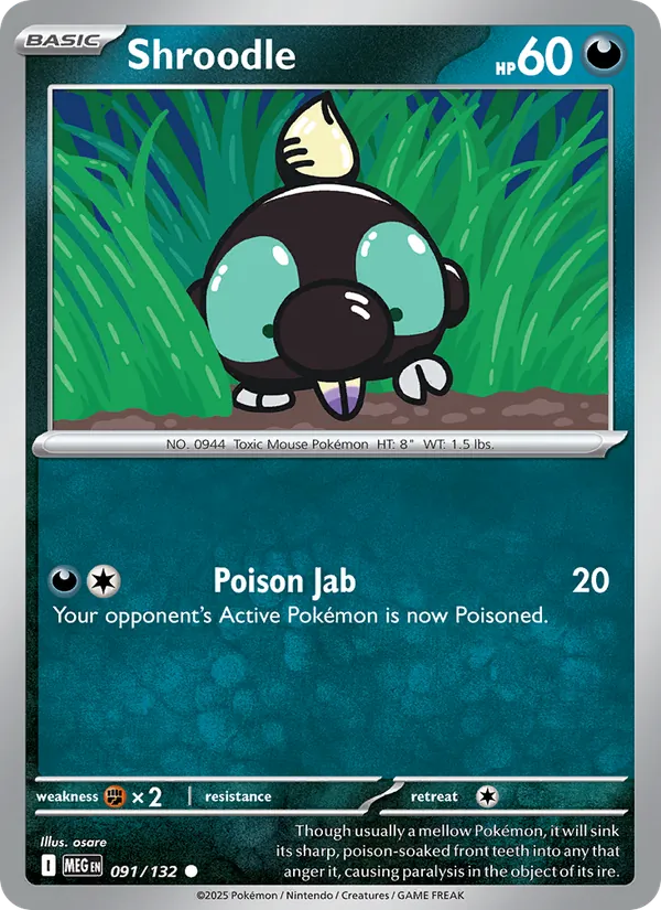 Shroodle — Mega Evolution #091 (Pokémon TCG card)