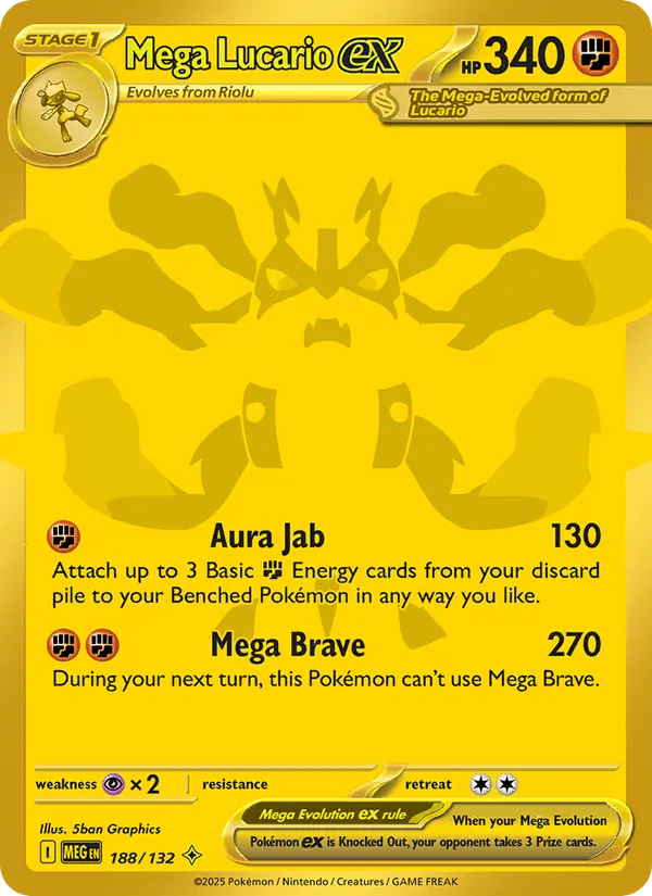 Mega Lucario ex — Mega Evolution #188 (Pokémon TCG card)