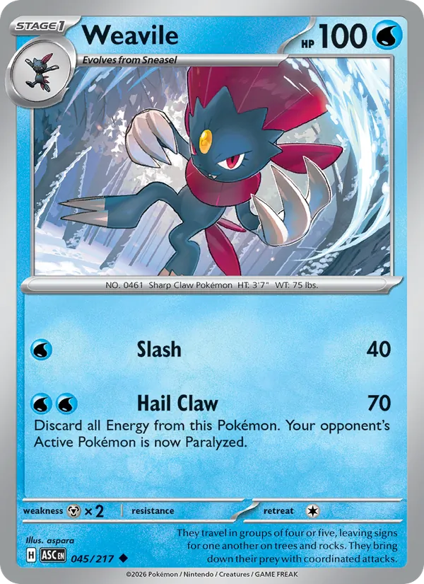 Weavile — Ascended Heroes #045 (Pokémon TCG card)