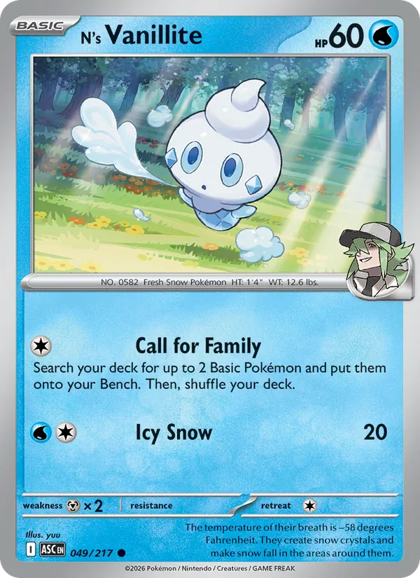 N's Vanillite — Ascended Heroes #049 (Pokémon TCG card)