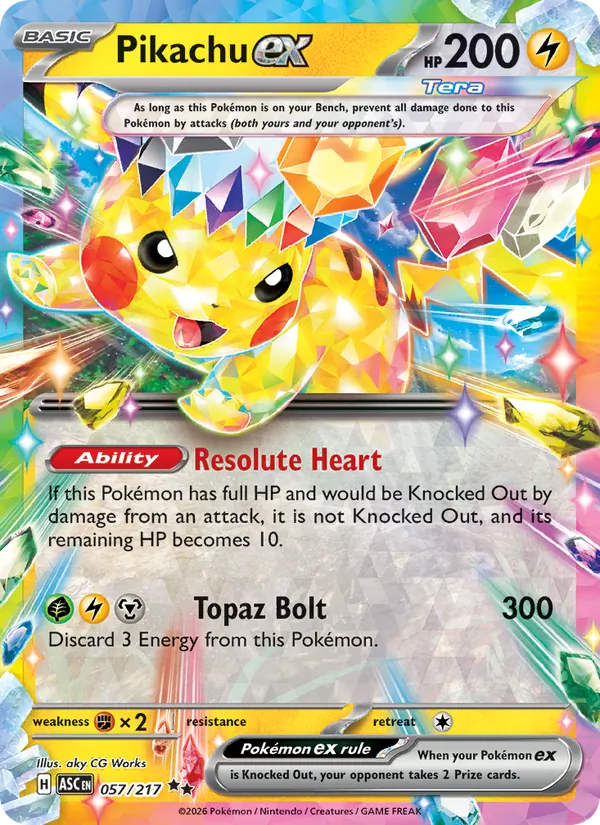 Pikachu ex — Ascended Heroes #057 (Pokémon TCG card)