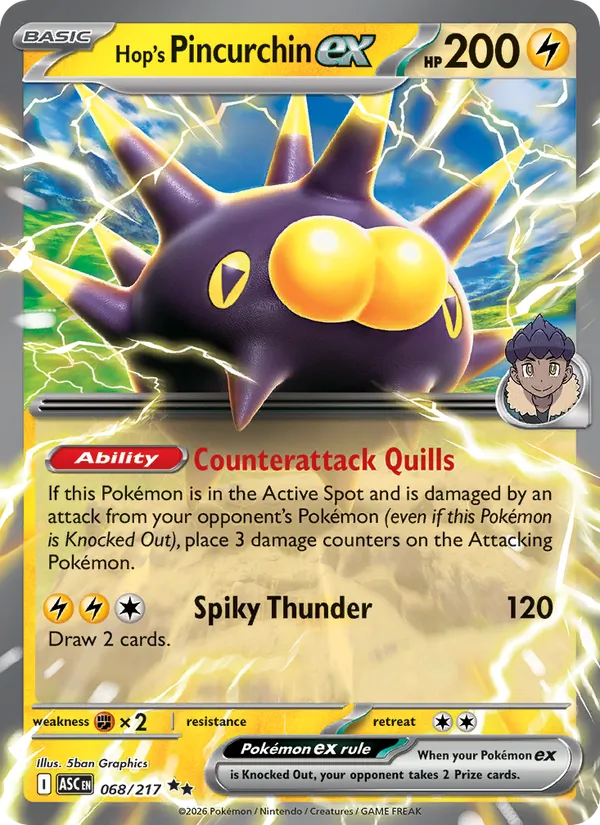 Hop's Pincurchin ex — Ascended Heroes #068 (Pokémon TCG card)