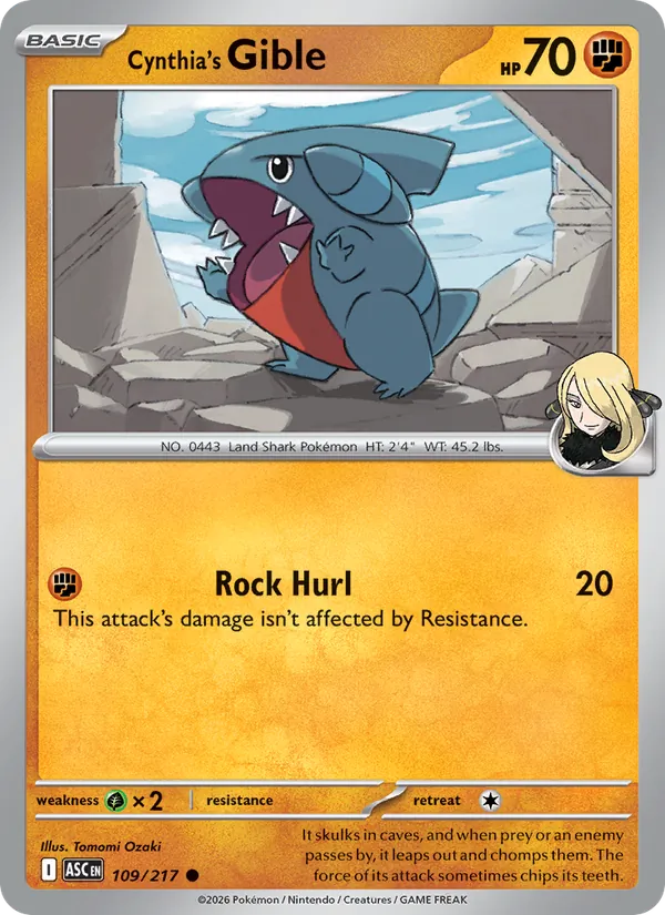 Cynthia's Gible — Ascended Heroes #109 (Pokémon TCG card)
