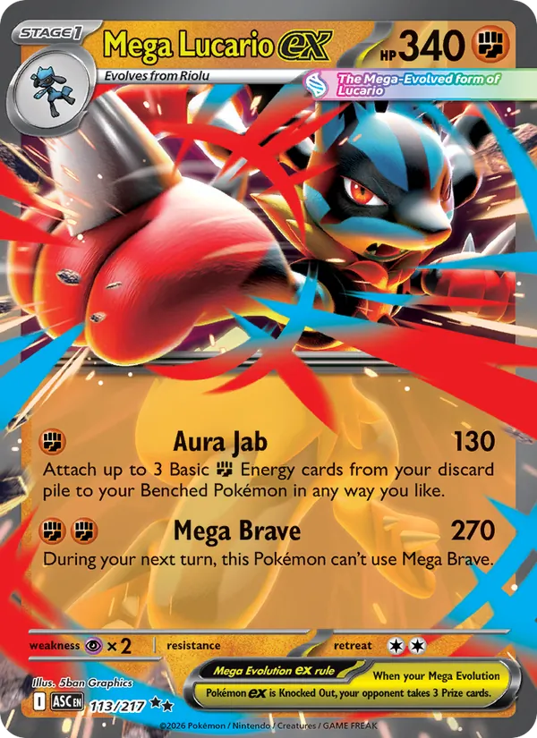 Mega Lucario ex — Ascended Heroes #113 (Pokémon TCG card)