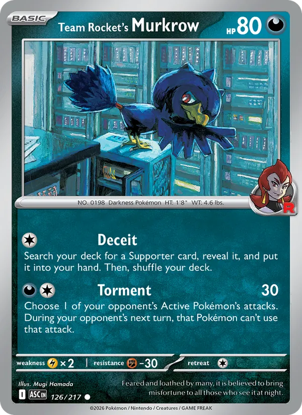 Team Rocket's Murkrow — Ascended Heroes #126 (Pokémon TCG card)