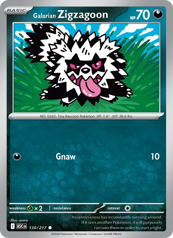 Galarian Zigzagoon — Ascended Heroes #130 (Pokémon TCG card)