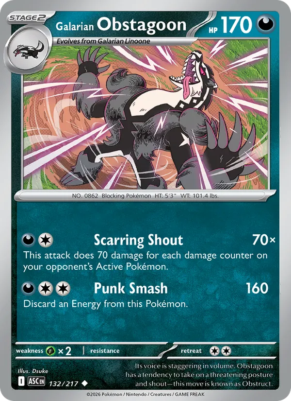 Galarian Obstagoon — Ascended Heroes #132 (Pokémon TCG card)