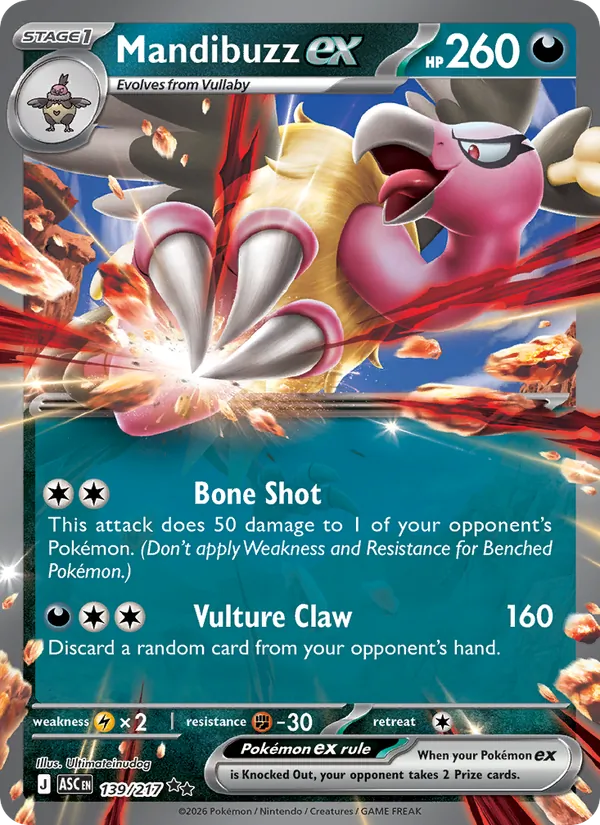 Mandibuzz ex — Ascended Heroes #139 (Pokémon TCG card)