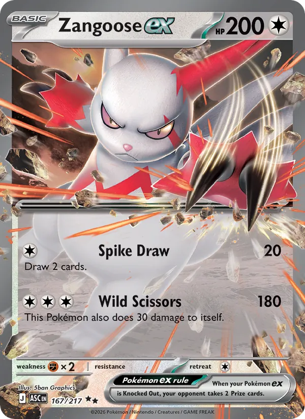Zangoose ex — Ascended Heroes #167 (Pokémon TCG card)