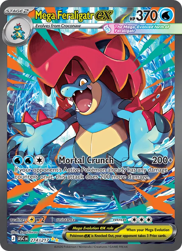 Mega Feraligatr ex — Ascended Heroes #274 (Pokémon TCG card)