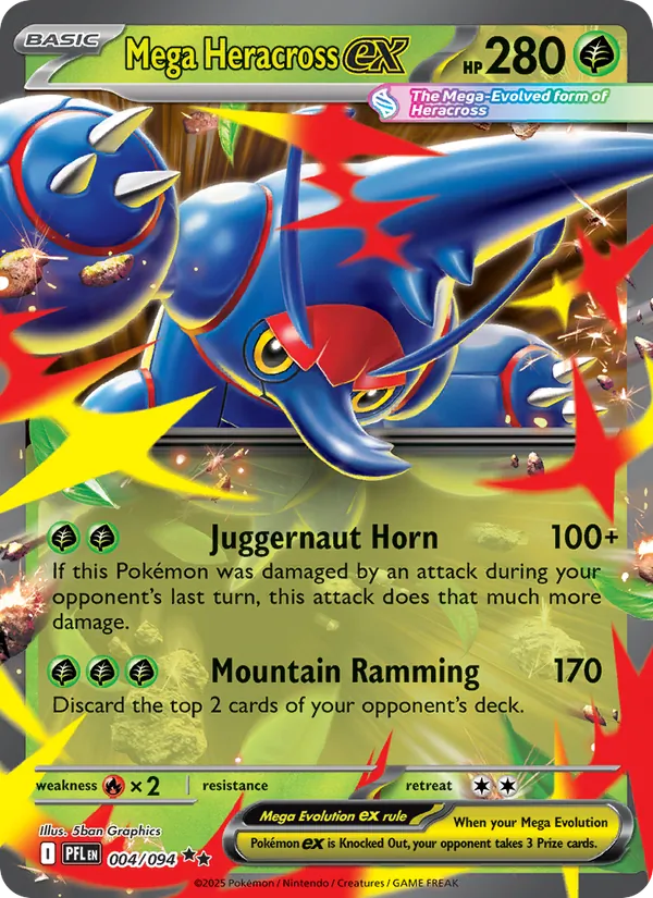 Mega Heracross ex — Phantasmal Flames #004 (Pokémon TCG card)