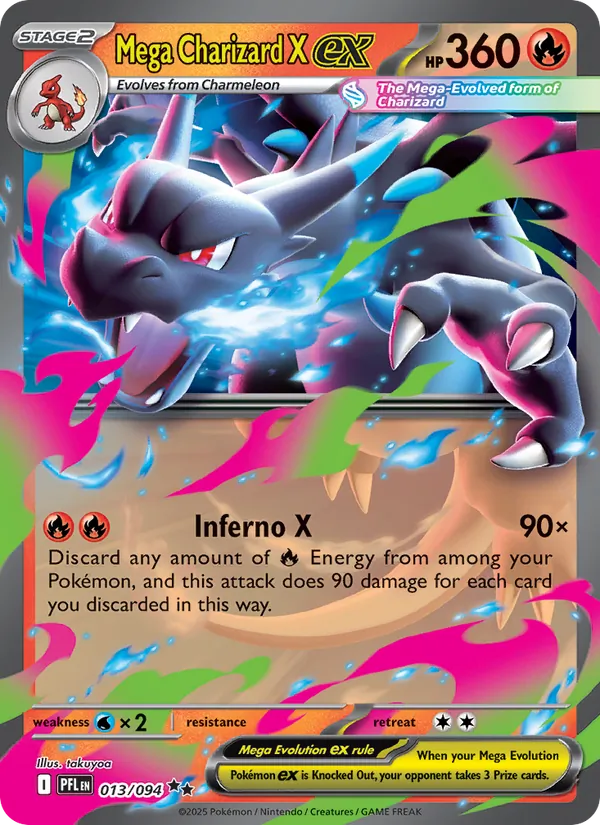 Mega Charizard X ex — Phantasmal Flames #013 (Pokémon TCG card)