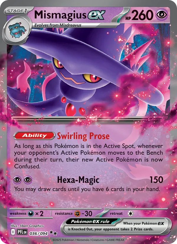 Mismagius ex — Phantasmal Flames #036 (Pokémon TCG card)