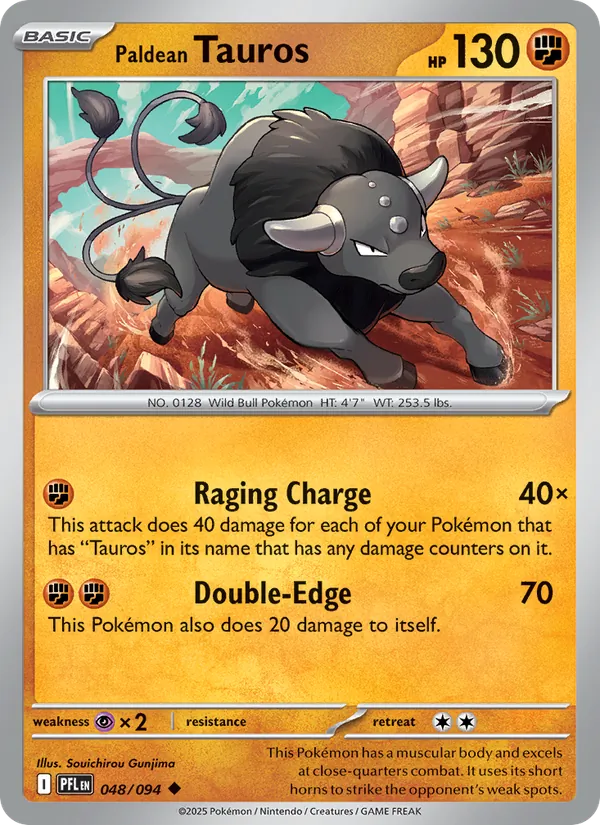 Paldean Tauros — Phantasmal Flames #048 (Pokémon TCG card)