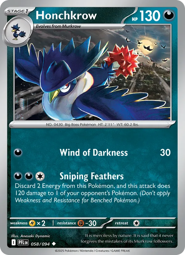 Honchkrow — Phantasmal Flames #058 (Pokémon TCG card)