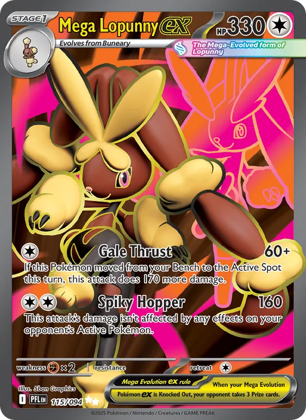 Mega Lopunny ex — Phantasmal Flames #115 (Pokémon TCG card)