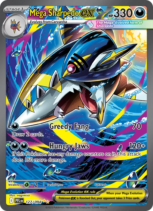 Mega Sharpedo ex — Phantasmal Flames #127 (Pokémon TCG card)