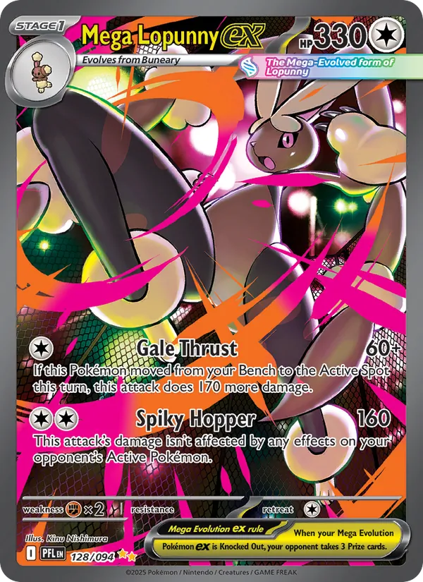 Mega Lopunny ex — Phantasmal Flames #128 (Pokémon TCG card)