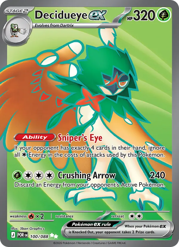 Decidueye ex — Perfect Order #100 (Pokémon TCG card)